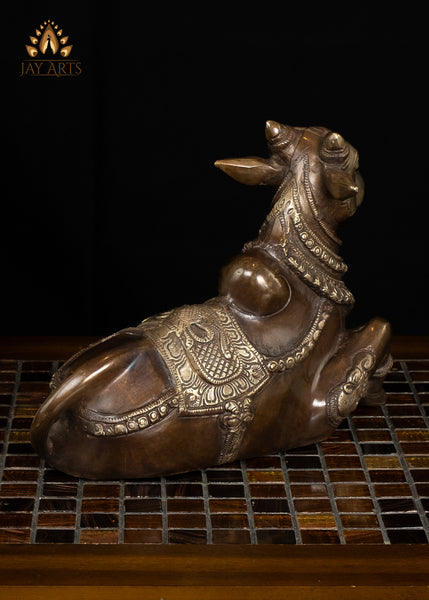 7" Brass Nandi Statue - Nandideva, Shiva's Bull