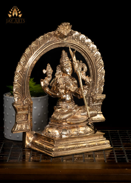 11" Panchaloham Bronze Goddess Kamakshi Amman Statue (A form of Goddess Parvathi)