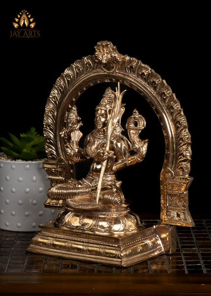 11" Panchaloham Bronze Goddess Kamakshi Amman Statue (A form of Goddess Parvathi)