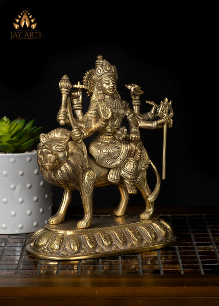 8" Brass Goddess Durga Devi Statue