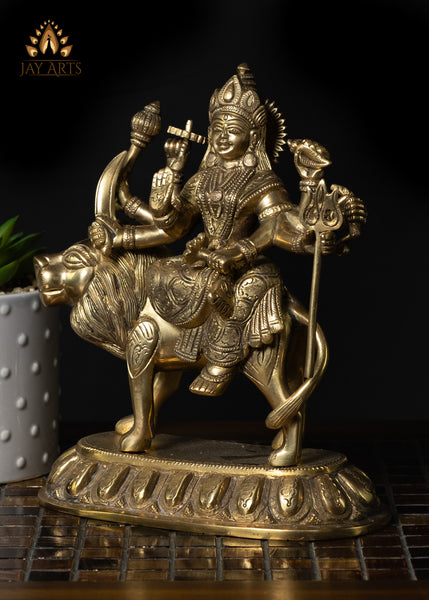 8" Brass Goddess Durga Devi Statue