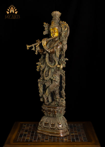 Venugopala playing flute 29" Brass Statue