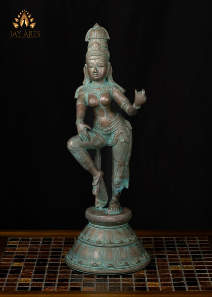 22" Dancing Shiva Parvathi Brass Statue