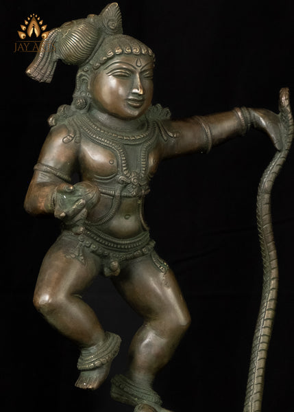 18" Lord Krishna dancing on Kalinga Brass Statue Kalinga Narthana Krishna