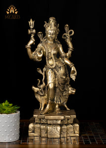 19" Brass Ardhanarishvara Statue - A Composite Deity of Shiva and Shakthi