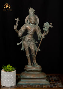 20" Brass Standing Lord Shiva Statue holding a Trident
