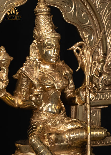 13" Goddess Rajarajeshwari (Lalita Devi) Divine Mother Panchaloham Bronze Statue