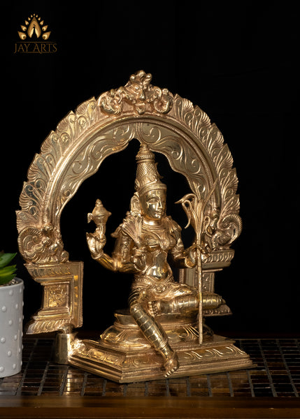 13" Goddess Rajarajeshwari (Lalita Devi) Divine Mother Panchaloham Bronze Statue