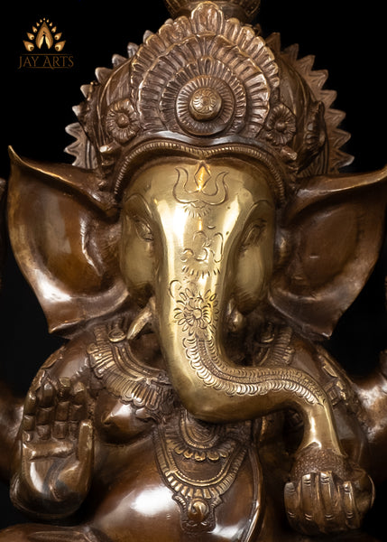 14” Brass Vinayaka Statue in Abhaya Mudra Hindu God of Wisdom