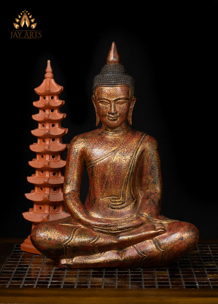 15" Cambodian Wood Buddha in Meditation - Symbol of Inner Peace and Wisdom