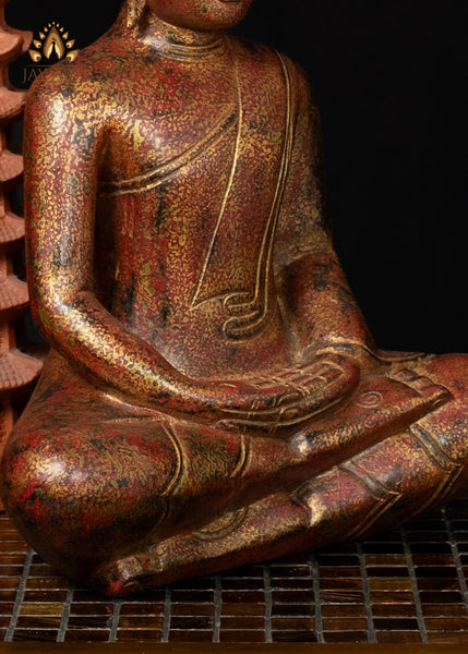 15" Cambodian Wood Buddha in Meditation - Symbol of Inner Peace and Wisdom
