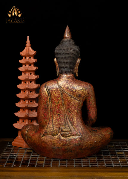 15" Cambodian Wood Buddha in Meditation - Symbol of Inner Peace and Wisdom