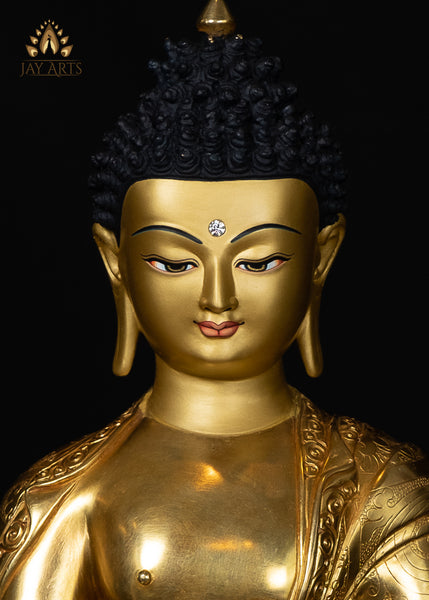 13" Medicine Buddha Gold Gilded Copper Statue Handcrafted in Nepal