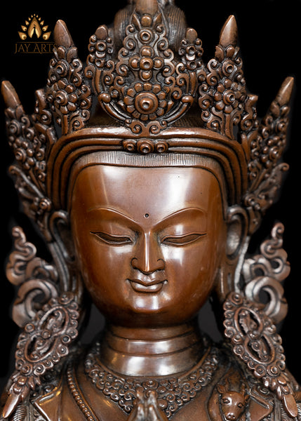 19" Chenrezig Tibetan Avalokiteshvara Copper Statue from Nepal