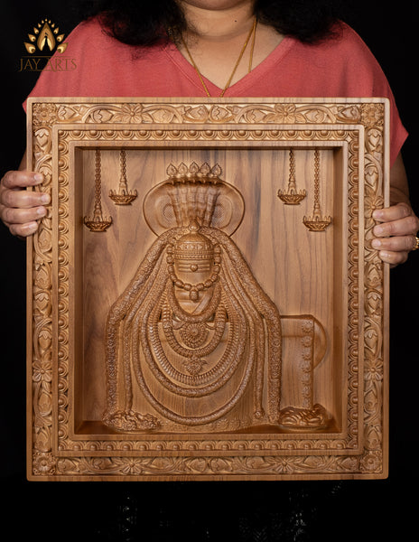 Shiva Lingam Wood Carving 18"H x 17"W - Annamalaiyar Wood Panel