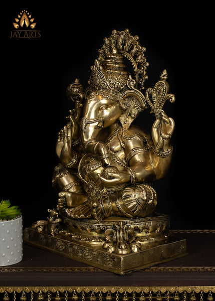 20” Lord Vighneshwara (Remover of obstacles) - Brass Ganesh Statue