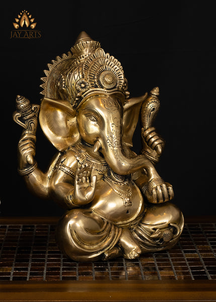 12" Abhaya Ganesh - Brass Ganapati Idol