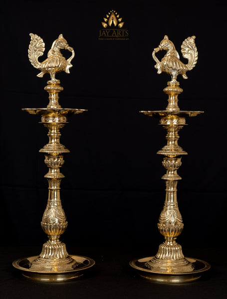Annam Kuthuvilakku Set ( 2 Feet Lamps) - South Indian Fine Quality Bird Lamp Set