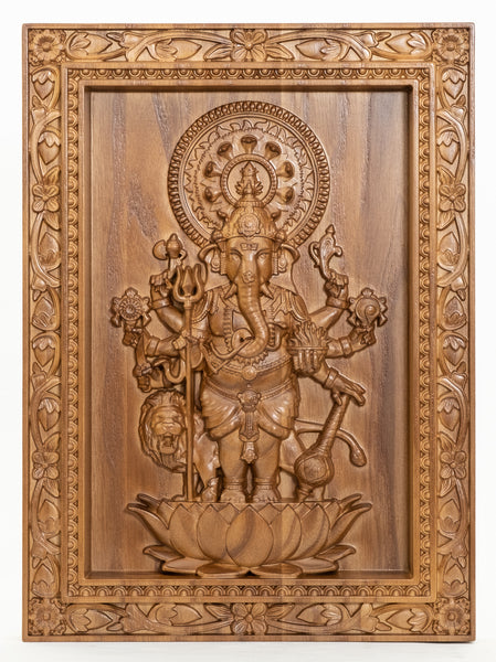 Shuba Drishti Ganapathi - Kan Drishti Pillayar Wood Panel (Square frame)