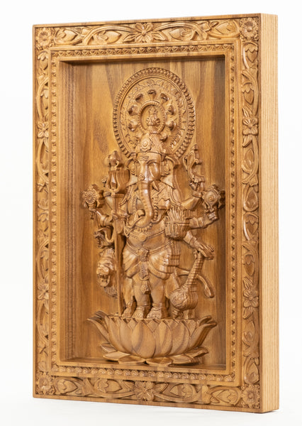 Shuba Drishti Ganapathi - Kan Drishti Pillayar Wood Panel (Square frame)