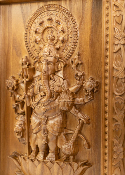 Shuba Drishti Ganapathi - Kan Drishti Pillayar Wood Panel (Square frame)