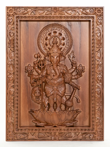 Shuba Drishti Ganapathi - Kan Drishti Pillayar Wood Panel (Square frame)