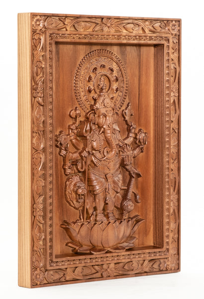 Shuba Drishti Ganapathi - Kan Drishti Pillayar Wood Panel (Square frame)