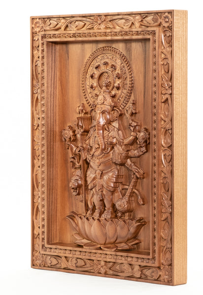Shuba Drishti Ganapathi - Kan Drishti Pillayar Wood Panel (Square frame)