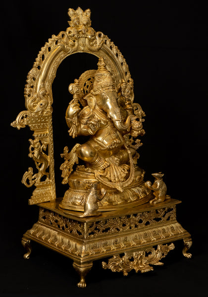 Shri Vighna Vinayaka - A Magnificent Gesture of Lord Ganesha 28" Brass Statue