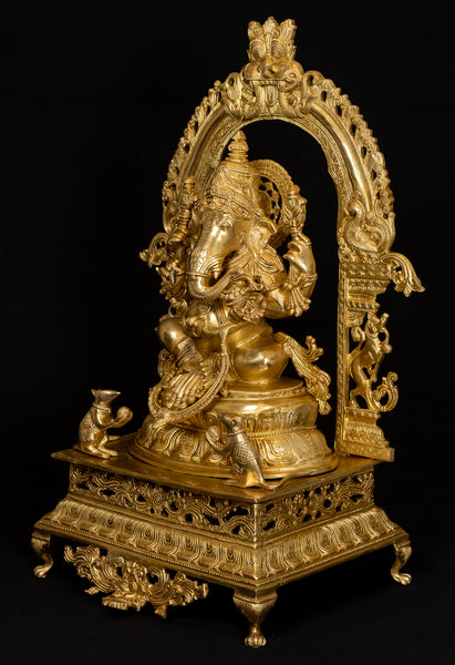 Shri Vighna Vinayaka - A Magnificent Gesture of Lord Ganesha 28" Brass Statue