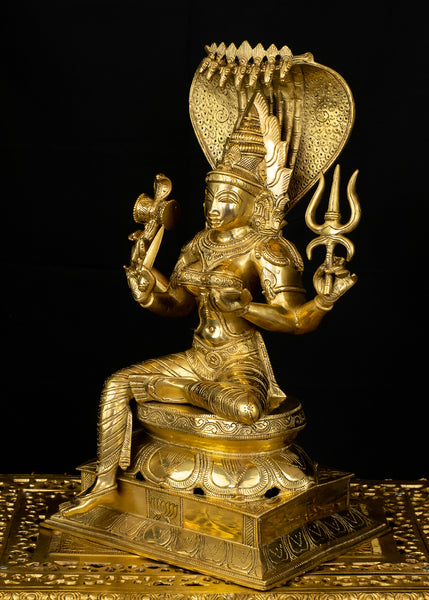 Goddess Mariamman 19" - Hindu Goddess of Rain and Protector (Kaval Deivam) - Brass Statue