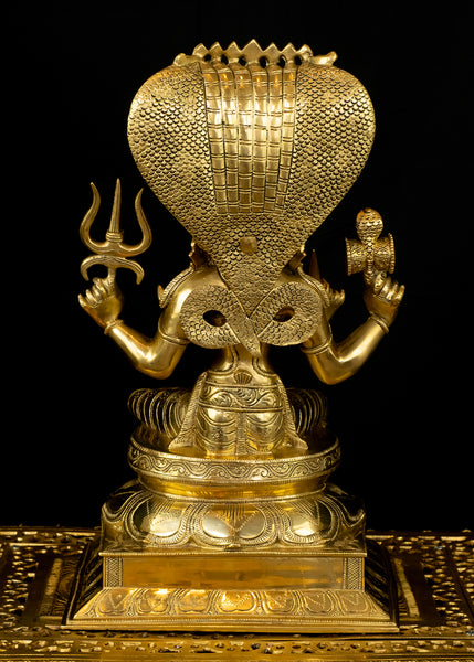 Goddess Mariamman 19" - Hindu Goddess of Rain and Protector (Kaval Deivam) - Brass Statue