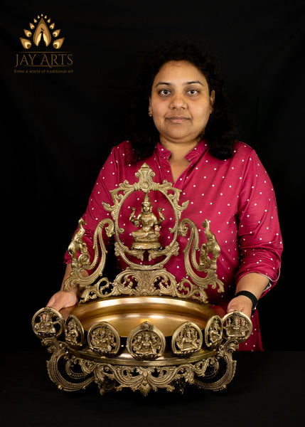Ashta Lakshmi Bronze Urli 19" - A Grandeur Urli of the Eight Manifestations of Lakshmi Devi