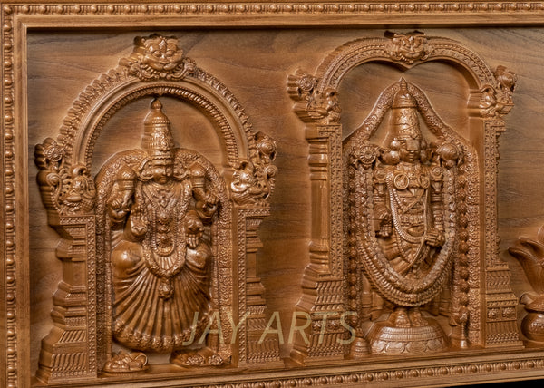 Hindu Divine Panel - Ash wood Panel of Gods and Goddesses 11"H x 34"W