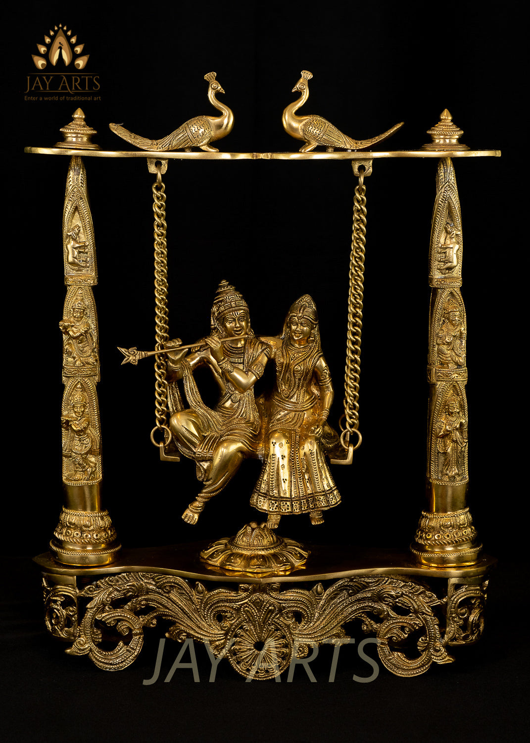 Radha Krishna on a Swing 18" - A Blissful Moment of the Soulful Couple