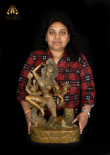 Bronze Dancing Ardhanareeswara 20" Lost-Wax Method Sculpture