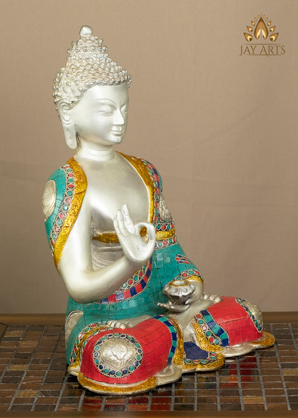 Brass Buddha in Vitarka Mudra 13.75"
