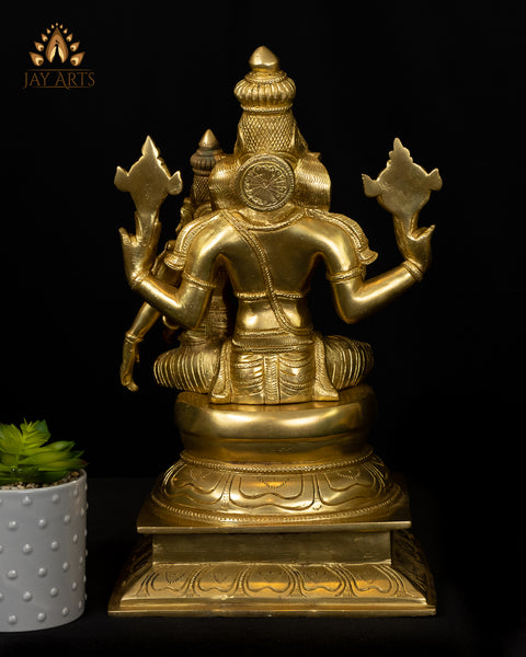 Lord Narasimha with his consort Lakshmi Devi 15" Brass Statue