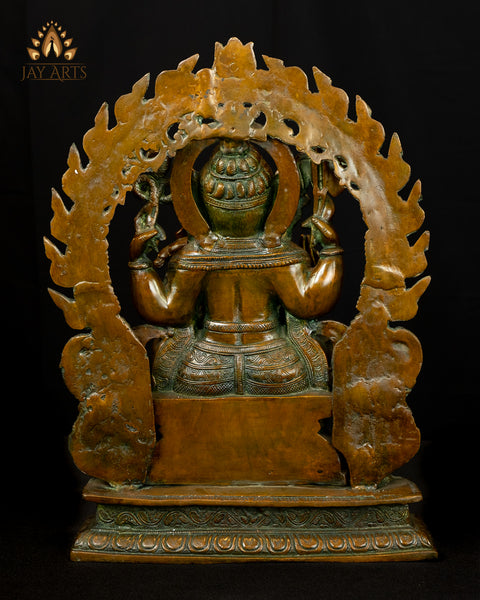18" Bhagwan Ganesh with a Mice Aureole - Brass Statue
