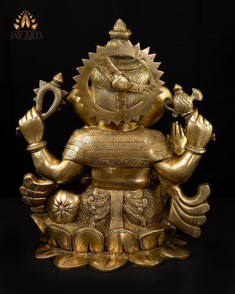 Brass Chaturbhuja Ganesh 21" - The Benevolent God