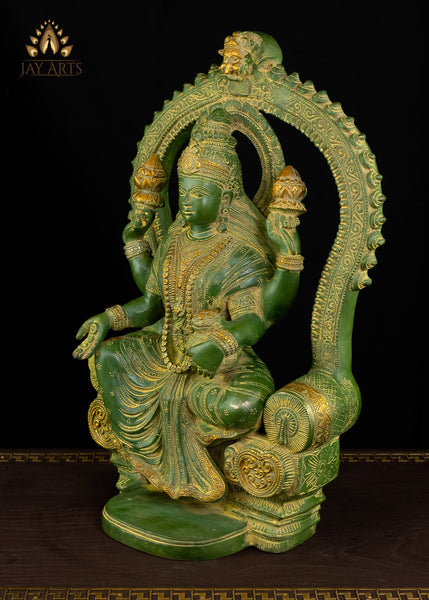 Goddess Dhanalakshmi seated on a throne 17" - The Hindu Goddess of Wealth