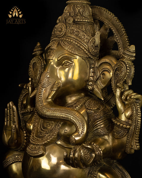 Lord Ganapathi with Surya Halo 19" Brass Statue
