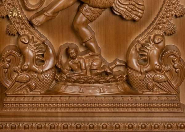 Lord Nataraja Wood Carving 15" Ashwood Wall Panel