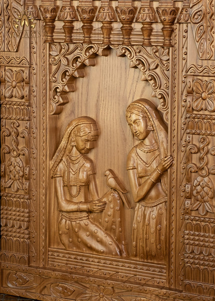 24" Jharokha Wood Carving - A Rajasthani Art - Ashwood Wall Panel