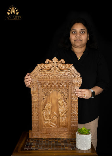 24" Jharokha Wood Carving - A Rajasthani Art - Ashwood Wall Panel