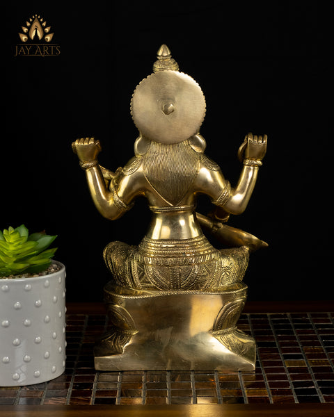 12" Maa Saraswati Brass Statue - Hindu Goddess Brass Idol