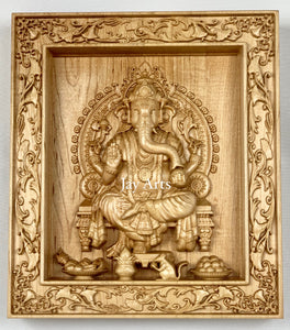 Lord Ganesha - Maple wood panel
