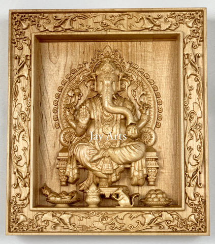 Lord Ganesha - Maple wood panel