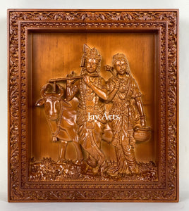 Radha Krishna - Alder wood panel