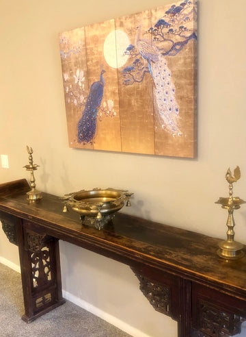 Mayur Urli with Lamps and Bells